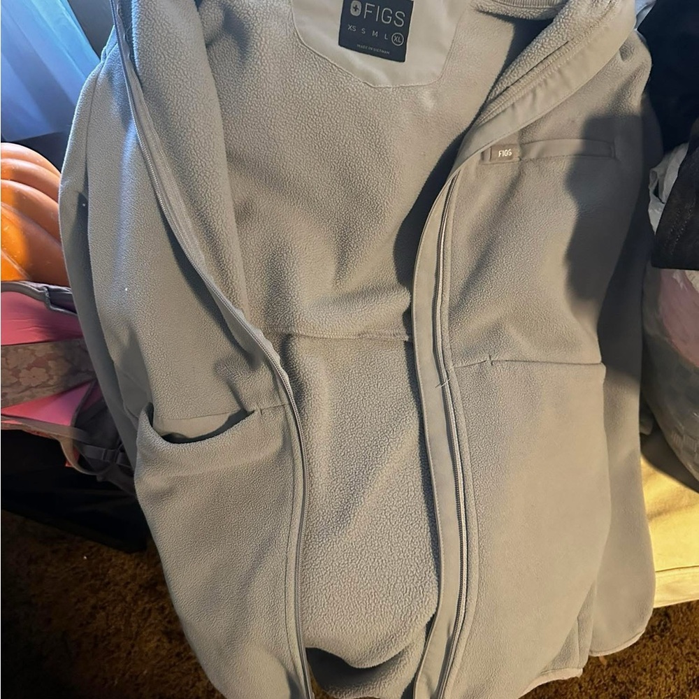Figs Light Gray Fleece Jacket